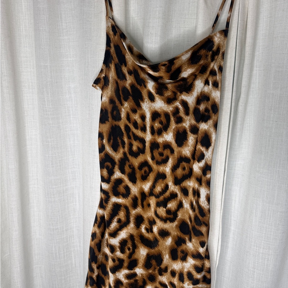 Leopard Print Satin Slip Dress